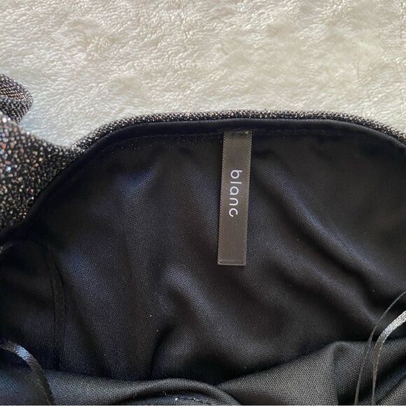 Blanc Sparkly Mini-Dress fitted Black Glitter Small Homecoming Prom holidays - Picture 7 of 11